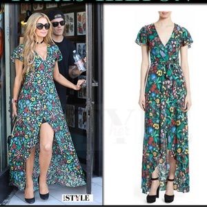 ALICE + OLIVIA ADRIANNA FLORAL WRAP SHORT FRONT MAXI DRESS size 4